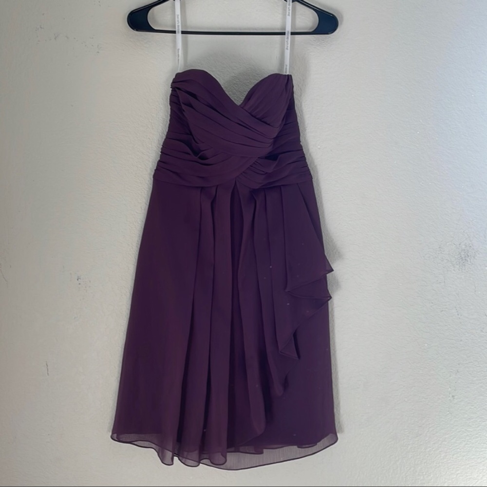 David’s Bridal Strapless Bridesmaid Dress Women’s Sz 0 Eggplant Purple